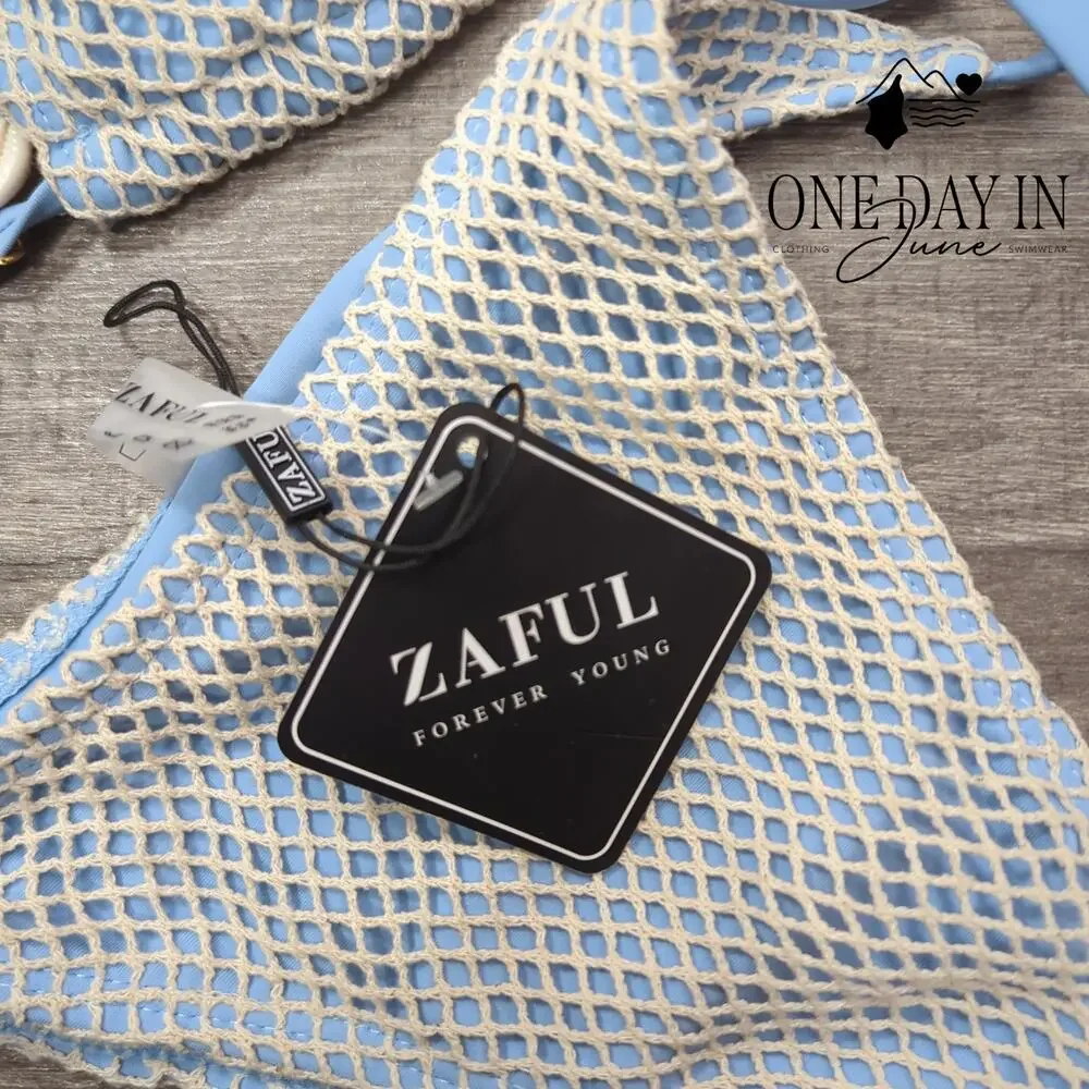 Zaful High Cut Tie Side Tie Back Bikini Swimsuit Size M - Picture 4 of 7